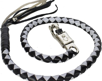 Leather Motorcycle Get Back Whip total length 34-36” these are made in the USA so there’s no need for rubber washers l!!!