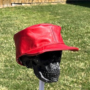 Civil War Leather Hat / brown distressed leather hat / leather cap / kepi style hat image 9