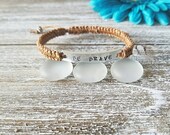Be Brave Bracelet, Custom, Macrame Bracelet, Hand Stamped Bracelet, Bar Bracelet, Woven Bracelet, Friendship Bracelet, Be Brave
