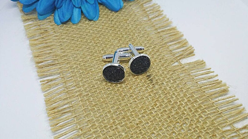 12mm Druzy Druzy Cuff Links Silver Plated Father/'s Day Cuff Links Wedding Black Black cuff Link Silver Cuff Links Cuff Links