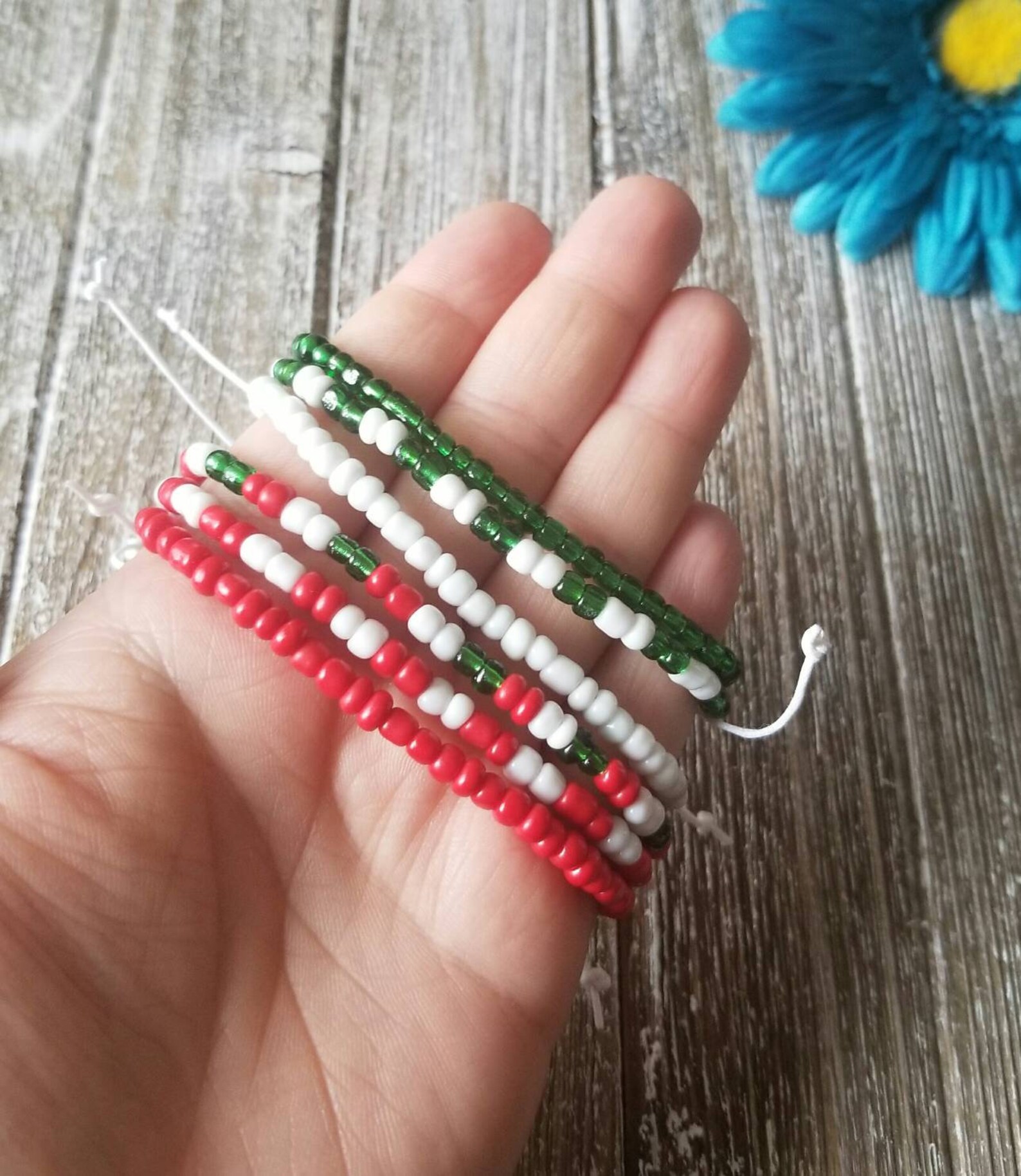 Christmas Seed Bead Bracelet Christmas Bracelet Seed Bead Etsy