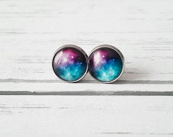 Galaxy Stud Earring, Galaxy, Galaxy Studs, Stainless Steel Stud Earrings, Stud Earring, Earrings, Hypoallergenic, Gifts for women