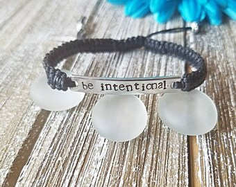 Be Intentional Macrame Bracelet, Macrame Bracelet, Macrame Jewelry, Bar Bracelet, Be Intentional, Inspirational, Friendship, Bracelet