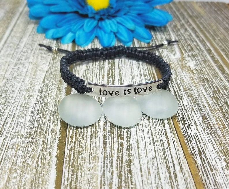 Love is love Bracelet Macrame Bracelet Gay Pride Bracelet Knotted Inspirational Friendship Bracelet Bar Bracelet Love is love