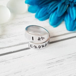 I Am Enough Ring, Aluminum Ring, Wrap Ring, Ring, Aluminum Wrap Ring, Adjustable, Empowerement, Inspirational, Jewelry, I Am Enough image 2