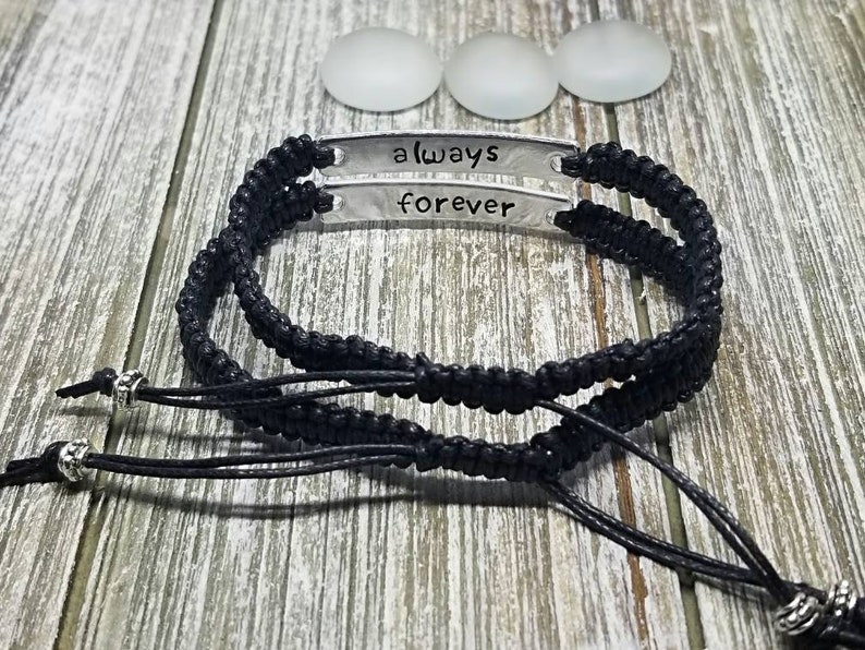 Date Bracelet Custom Bracelets Couples Bracelets Anniversary Personalized Macrame Bracelet Couples Date Bracelets Set of 2