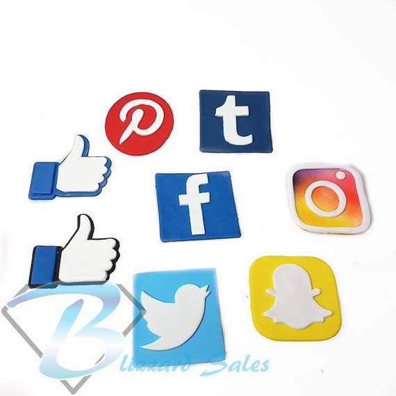Social Media Logo Set of 7 Icons Fondant Cookie Cutter 5cm 7cm 10cm Cake