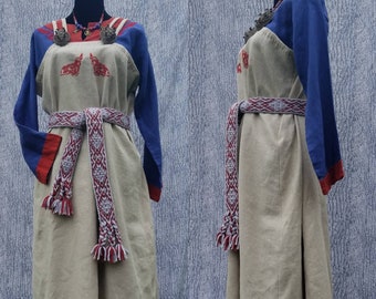 Hand Embroidered Linen Viking Apron Dress - Etsy