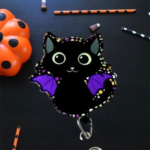 Bat Cat Badge Reel