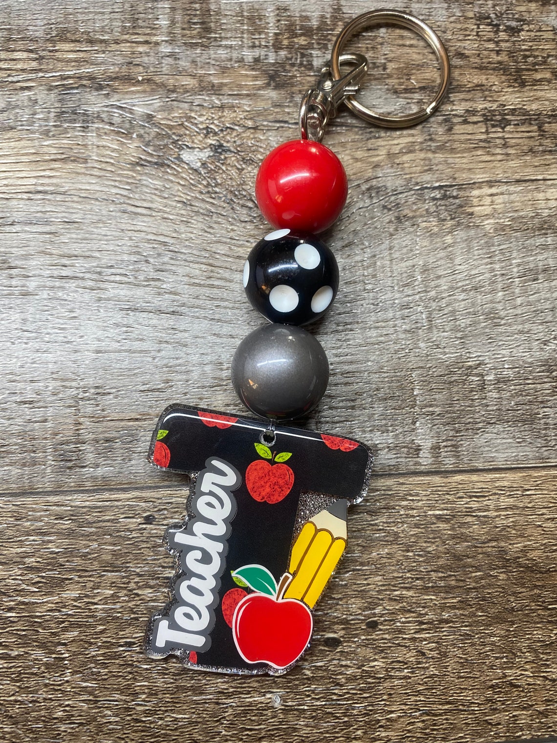 Teacher Beaded Keychain keychain Teacher gift Etsy