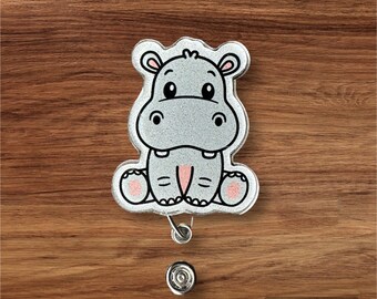 Sitting Hippo Badge Reel