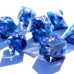 Cumulonimbus Custom Paint Blue and purple handmade sharp edge resin dice set for DnD, D&D, Dungeons and Dragons, RPG dice image 8