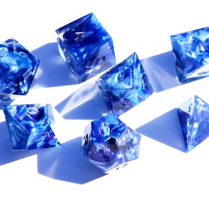 Cumulonimbus Custom Paint Blue and purple handmade sharp edge resin dice set for DnD, D&D, Dungeons and Dragons, RPG dice image 6