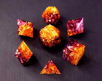 Wish (Custom Paint) - Handmade sharp edge resin dice set for DnD, D&D, Dungeons and Dragons, RPG dice