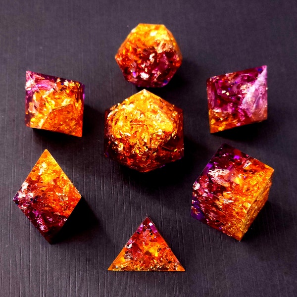 Wish (Custom Paint) - Handmade sharp edge resin dice set for DnD, D&D, Dungeons and Dragons, RPG dice