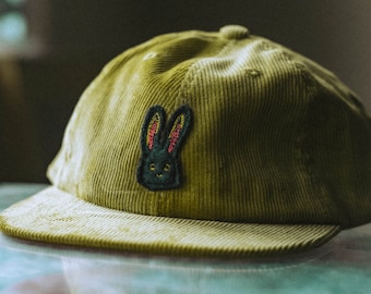 Year of the black rabbit lunar new year Christina Ha collab hat // hand cut cap (Olive Corduroy)