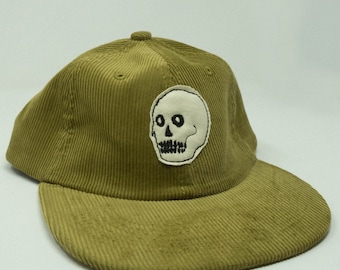 Olive Corduroy Cloth Skull // hand cut cap