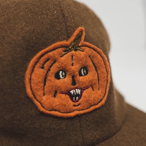 Wool Carving Society Jack-O-Lantern // hand cut cap