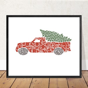 Red Christmas Truck Printable-Red Truck Christmas Tree/Christmas Truck/Christmas Decor/Farmhouse Christmas Decor/Farmhouse Holiday Printable