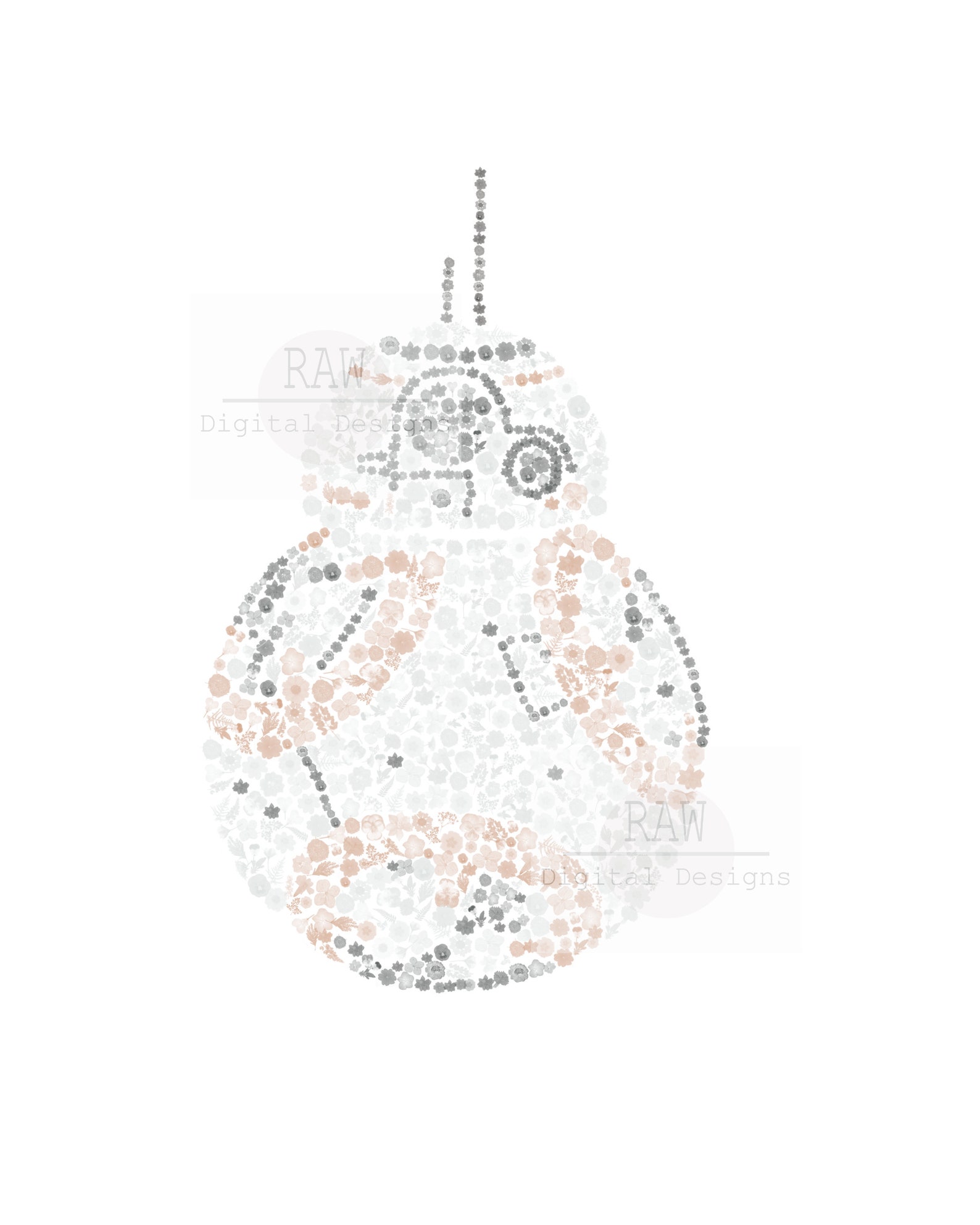 BB8 Printable Star Wars Wall Décor Printable BB8 in Floral - Etsy
