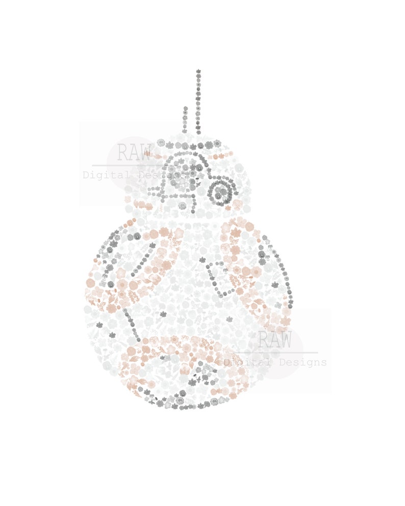BB8 Printable - Star Wars Wall Décor Printable BB8 in Floral - Etsy