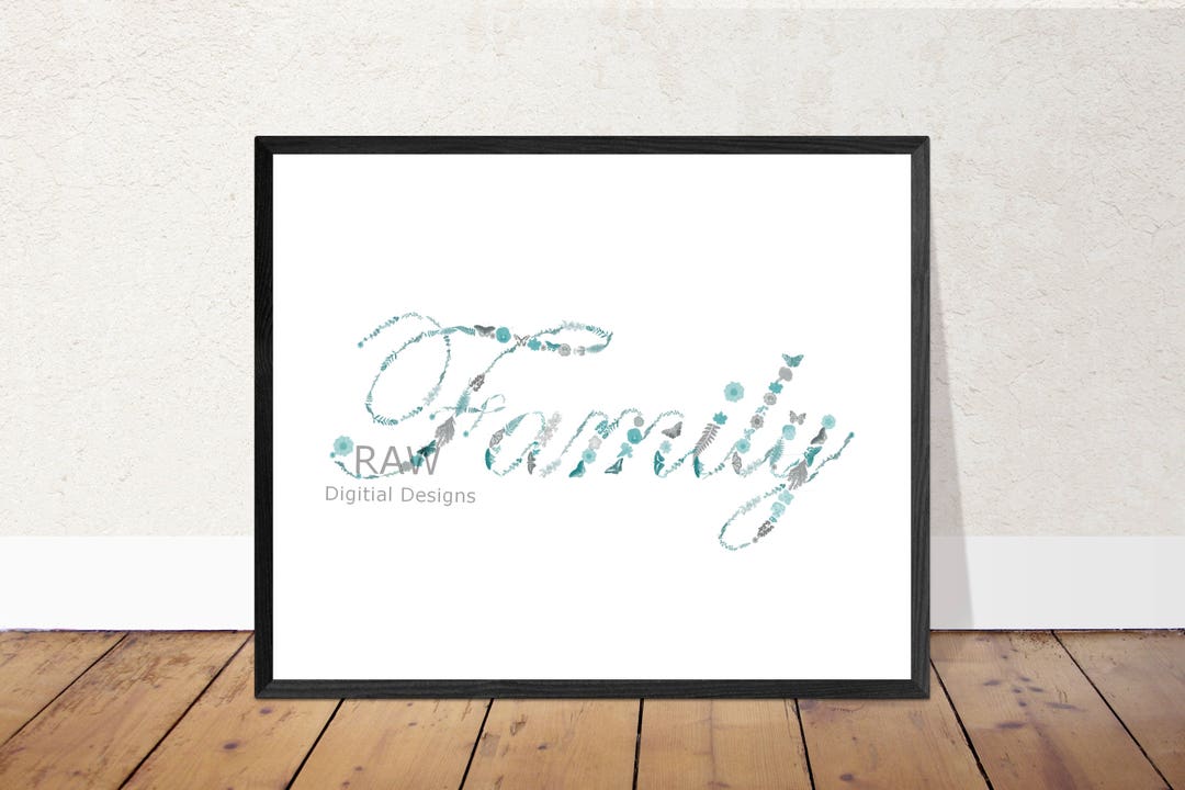 Family Printable-family Art/floral Wall Art/butterfly Art/family Wall ...