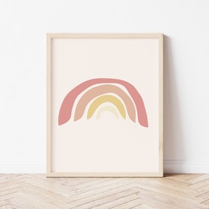 Neutral Rainbow Wall Decor Printable- Add Personalization Name