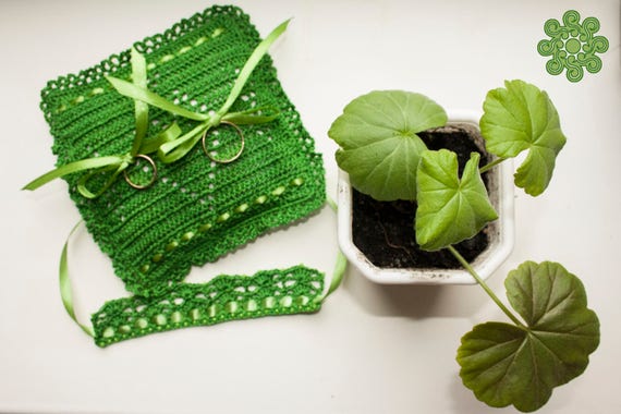 Greenery Pantone Crocheted Ring Bearer Pillow Pillow For Etsy