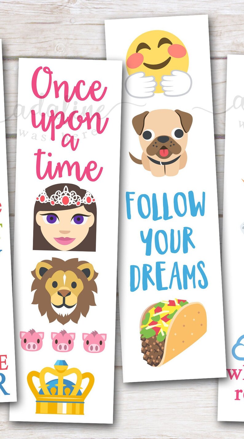 printable bookmarks emoji bookmarks emoji party favors etsy