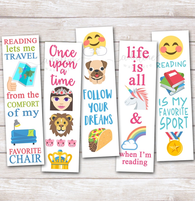 Printable Bookmarks Emoji Bookmarks Emoji Party Favors Etsy
