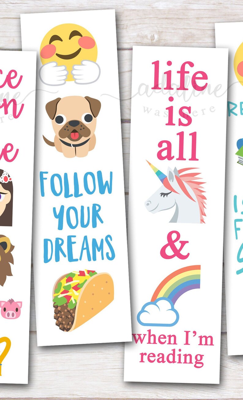 Printable Bookmarks Emoji Bookmarks Emoji Party Favors Etsy