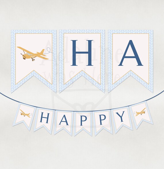 Airplane Banner Happy Birthday Banner Pennant Banner | Etsy