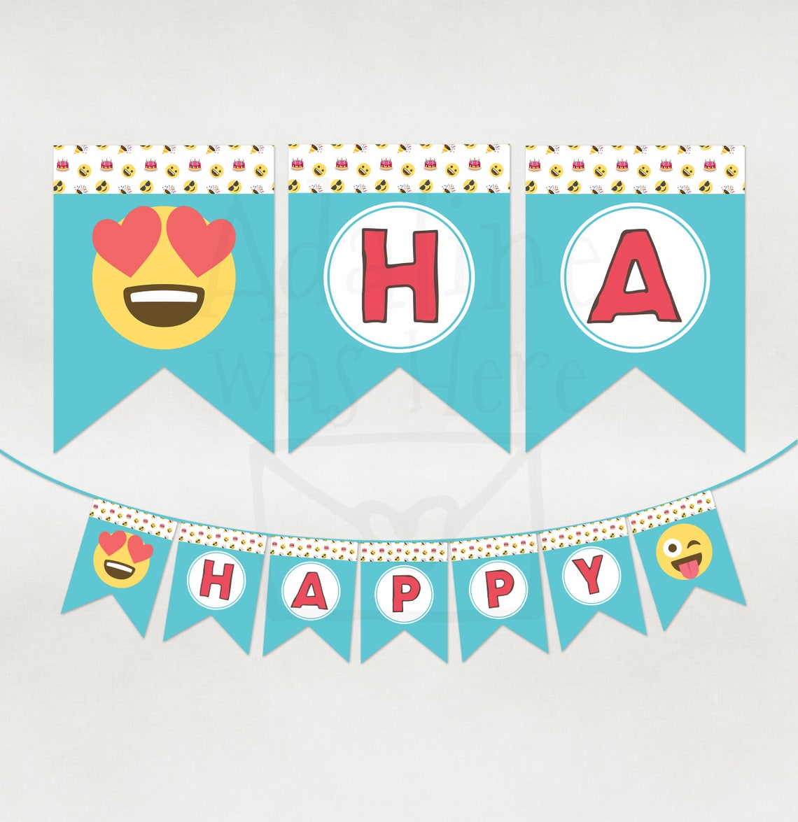 Emoji Banner Happy Birthday Banner Pennant Banner Emoji | Etsy