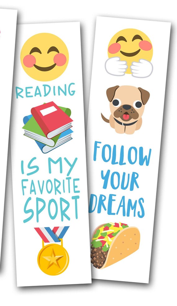 printable bookmarks emoji bookmarks emoji party favors etsy