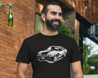 79 Ford Mustang Unisex T-shirt,  Men's Shirts, Old Classic Muscle Cars, Vintage Cars, Car Shirts, Old Cars, Hatchback, Retro Auto Designs