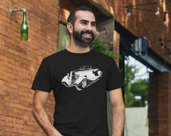1933 Ford Roadster Unisex T-shirt,  Men's Shirts, Old Classic Hotrod Cars, Vintage Cars, Car Shirts, Old Cars, Hot Rods, Retro Auto Designs