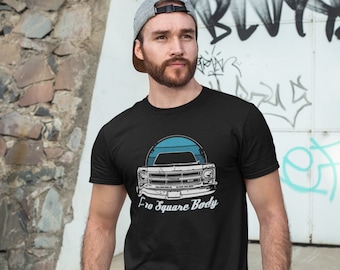 76 GMC C10 Square Body Pickup Unisex T-shirt, Old Classic Muscle Truck, Vintage Truck, Car Shirts, Squarebody, Retro Auto Designs
