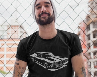 69 Chevy Chevelle Unisex T-shirt, Men's Shirts, Old Classic Muscle Cars, Vintage Cars, Chevy Car Shirts, Old Cars, Retro Auto Designs