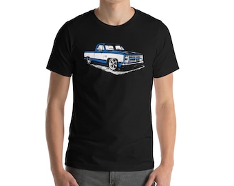 1987 Chevy C10 Square Body Unisex Shirt, Classic Muscle Truck, Chevy Pickup, Truck Shirt, Squarebody, Old Cars, Retro Auto Designs