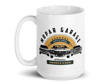 Mopar Garage 11oz Mug, Hemi Cuda, Dodge Charger, Dodge Challenger, Classic Cars, Vintage Cars, Old Muscle Cars, Home & Living, Coffee Mug