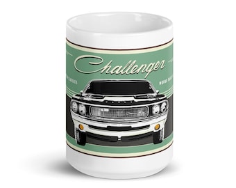 Dodge Challenger 11oz Mug, Classic Cars, Vintage Cars, Old Muscle Cars, Mopar, Home & Living, Car Coffee Mug