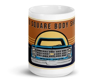 C10 Square Body Shop 11 oz Mug, Classic Trucks, Old Vintage Trucks, Muscle Cars, Chevy C10 Squarebody
