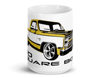 Chevy C10 Square Body 11oz Mug, Classic Cars, Vintage Trucks, Old Muscle Trucks, Home & Living, Truck Coffee Mug