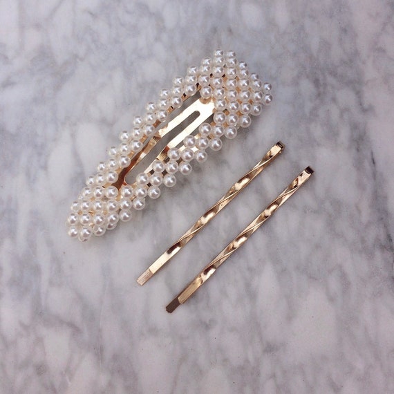 Vintage Pearl Waterdrop And Gold Set Clip Bobby Pin Hair Etsy