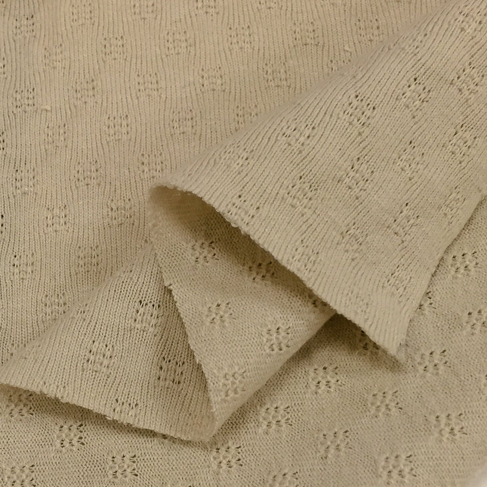 Pointelle Stripe Knit - Dark Beige - Thread Count Fabrics