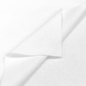 May include: White fabric with a smooth texture, folded in half to show the inside and outside of the fabric.