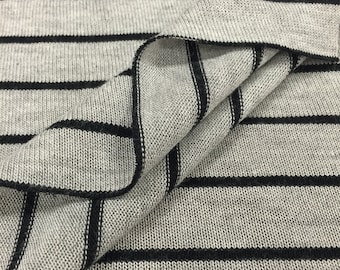 Heather Grey/Black Striped Sweater-Knit