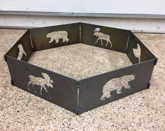 Wildlife Fire Ring, Fire Pit, Moose, Pheasant, Bear, FREE SHIPPING