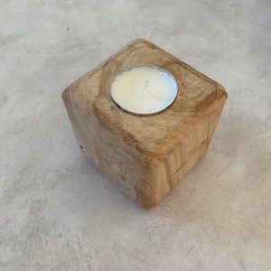9th ANNIVERSARY GIFT Candle WILLOW Wood Block with Sanded Edges  3 inch with Tealight candle