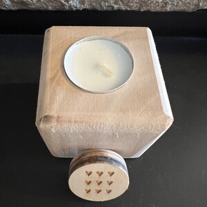 9TH ANNIVERSARY Willow Wood Block 3 inch, with Removable Personalized Engraved both sides Circle Wood Piece with Tea light Candle Included image 3